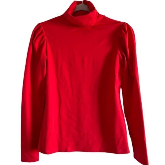 Rachel Parcell Red Puff Shoulder Turtleneck - Picture 2 of 4